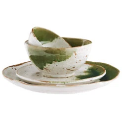 Madam Stoltz Assiette à Déjeuner En Grès Bicolore Vert -Maison Promos Magasin assiette a dejeuner en gres bicolore vert madam stoltz.mp7rgs.max