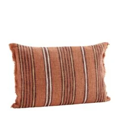 Madam Stoltz Coussin Rayé à Franges (40 X 60 Cm)