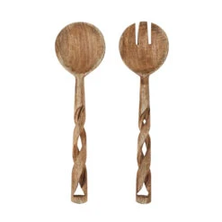 Madam Stoltz Couverts à Salade En Bois Sculptés