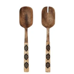 Madam Stoltz Cuillères En Bois Et Bambou Naturel / Noir