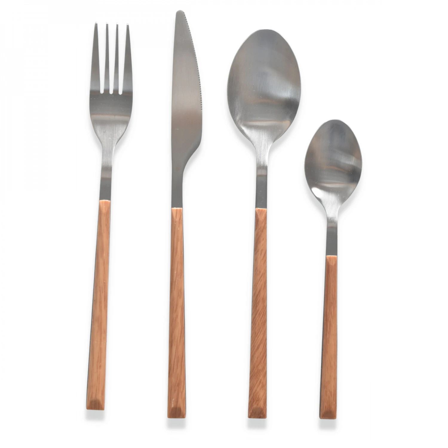 Ménagère 16 Pièces Désir Manche Bois Et Gris Satiné 1 Ménagère 16 Pièces Désir Manche Bois Et Gris Satiné