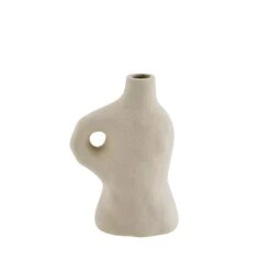 Madam Stoltz Vase Organique En Grès Grège