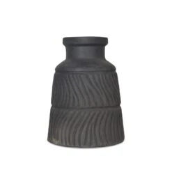 Vase Terre Strié Noir